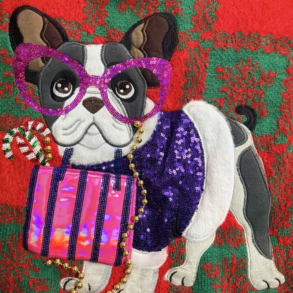 Vintage Ugly Christmas Sweater Funny Cute Unisex Boxer Dog Size 8/10 - Picture 12 of 12